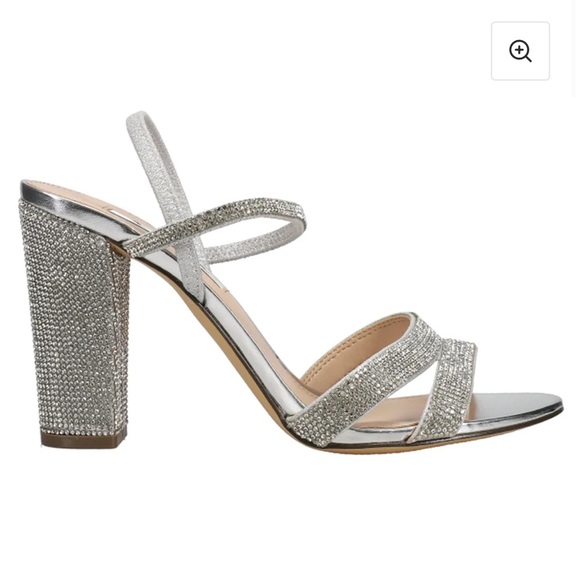 NINA Sarah Rhinestone Block Heel Sandal in Silver - Picture 6 of 6